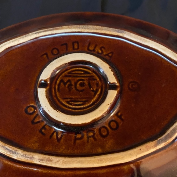 * McCoy Pottery Brown Drip Oval Baking Bowl Oven Proof Stonewear Brown Drip - Picture 3 of 6